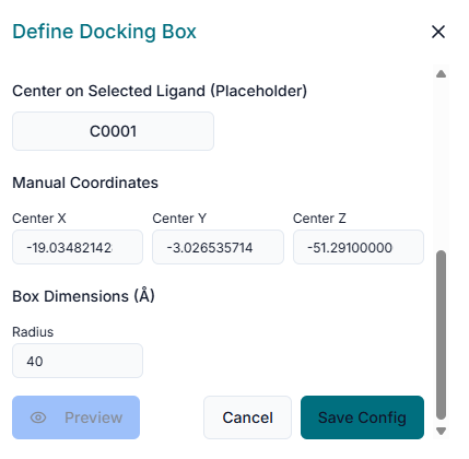 Define Docking Box window