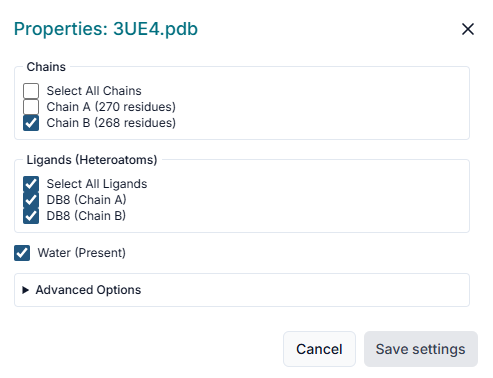 Uploaded receptor displayed