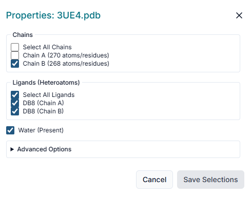 Uploaded receptor displayed