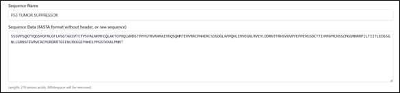 FASTA sequence pasted