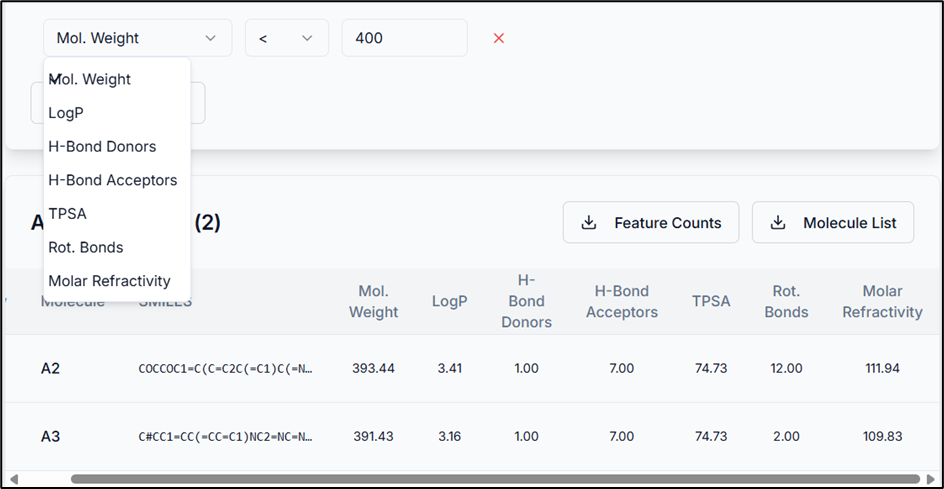 Custom filter options