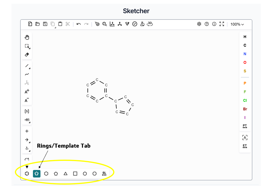 Ring/Template Tab for adding rings